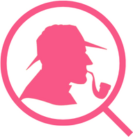 栃木県宇都宮市の栃の葉探偵社のロゴ（虫眼鏡の中に探偵のイラスト）