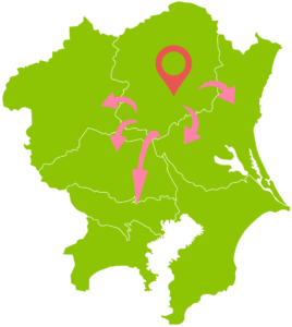栃木県宇都宮市と関東全域の栃の葉探偵社の調査エリア地図