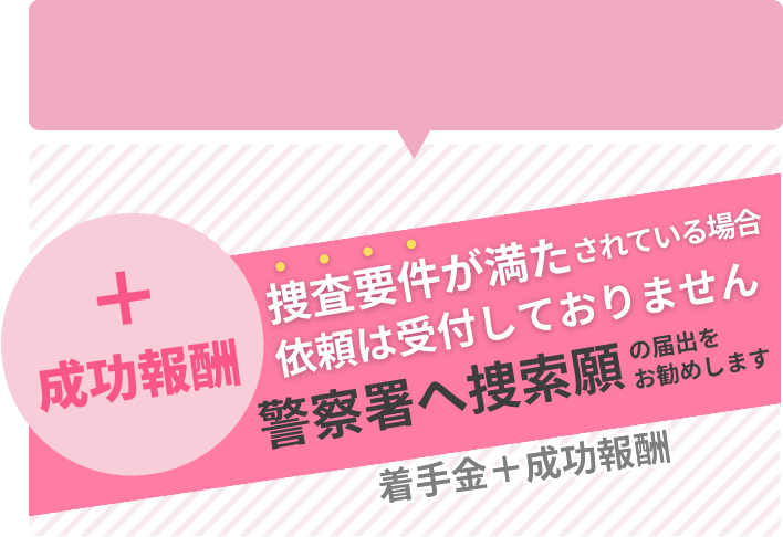 行方調査 着手金+成功報酬