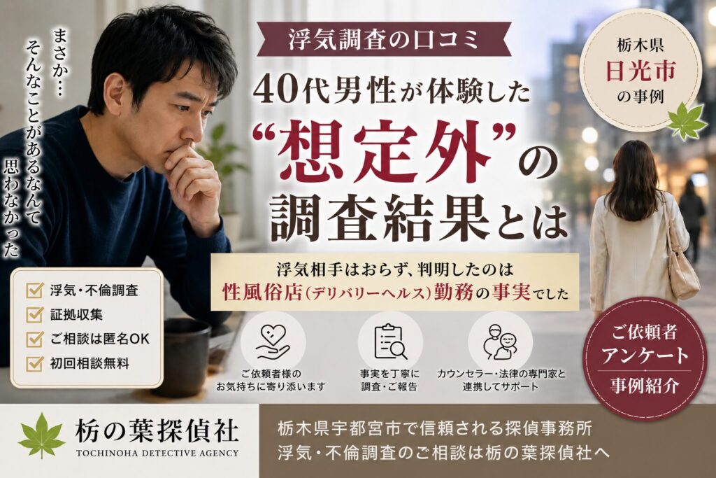 浮気調査を依頼した40代男性のイメージ｜探偵事務所による不倫調査事例