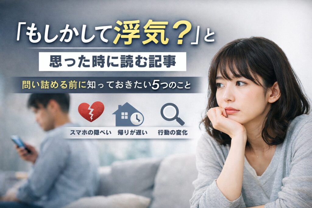 「もしかして浮気？」と思ったとき、問い詰める前に知っておきたい5つのこと 悩む女性とスマホを触る男性