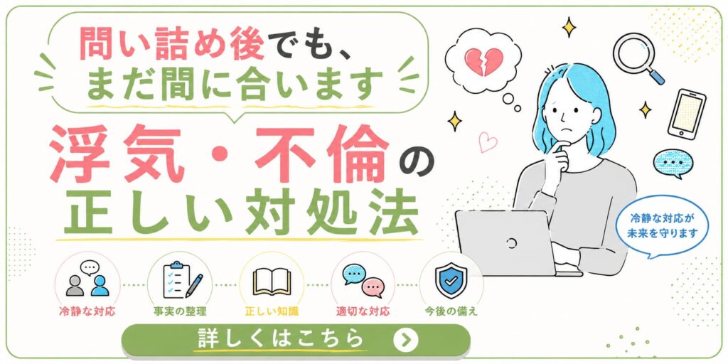浮気や不倫を問い詰めた後でも、今後のために知っておきたい正しい対処法を解説しています。