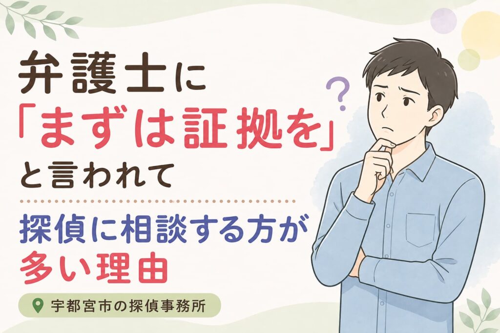 弁護士に「まずは証拠を」と言われて探偵に相談する方が多い理由|宇都宮市の探偵事務所・浮気調査のコラム