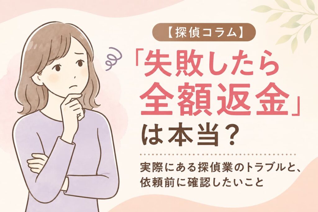 「失敗したら全額返金」は本当?探偵事務所の返金トラブルと浮気調査を依頼する前の注意点